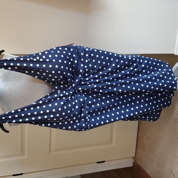 Swimsuits For All Other - nwt swimsuits for all blue white polka-dots swimdress swimsuit sz 34